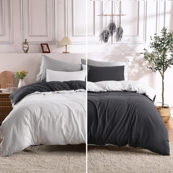 housse couette blanc noir 6 Housse de Couette Bicolore